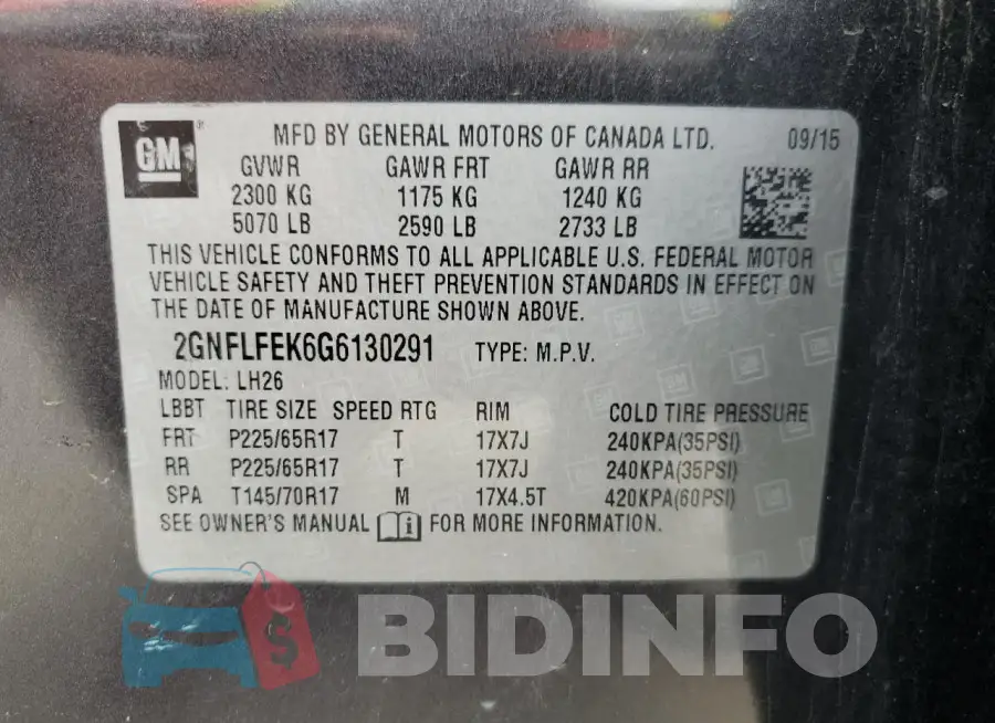 2GNFLFEK6G6130291 Photo# 14
