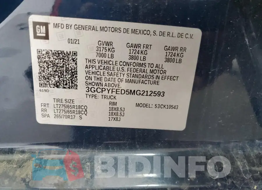 3GCPYFED5MG212593 Photo# 12