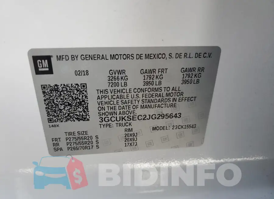 3GCUKSEC2JG295643 Photo# 12