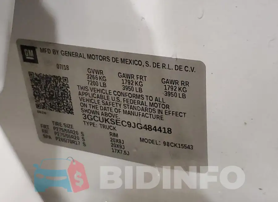 3GCUKSEC9JG484418 Photo# 12