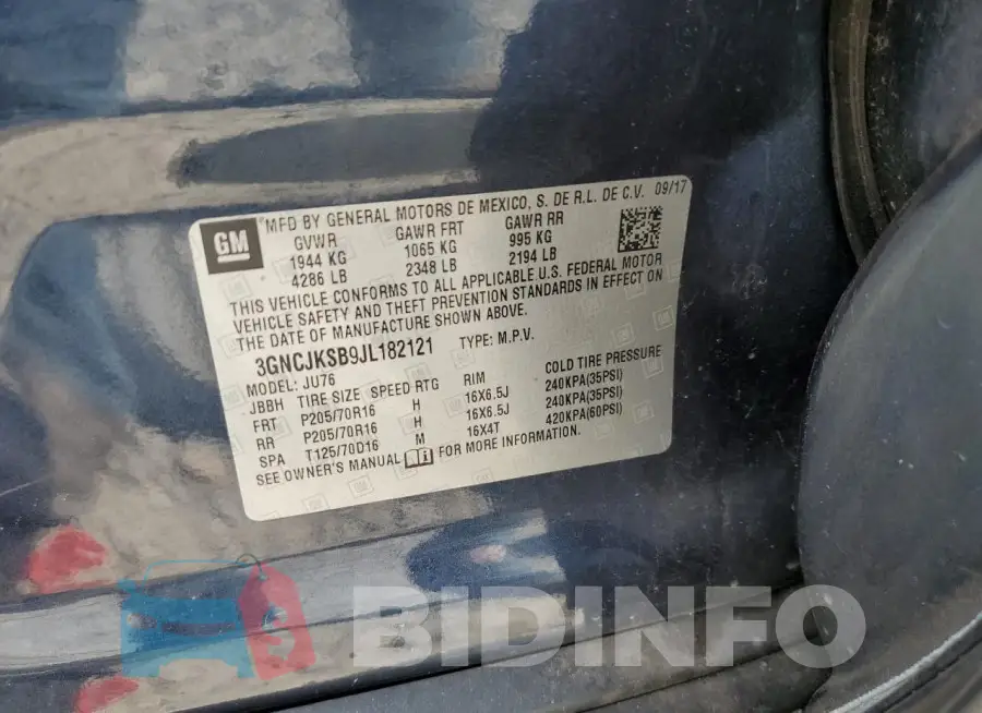 3GNCJKSB9JL182121 Photo# 13