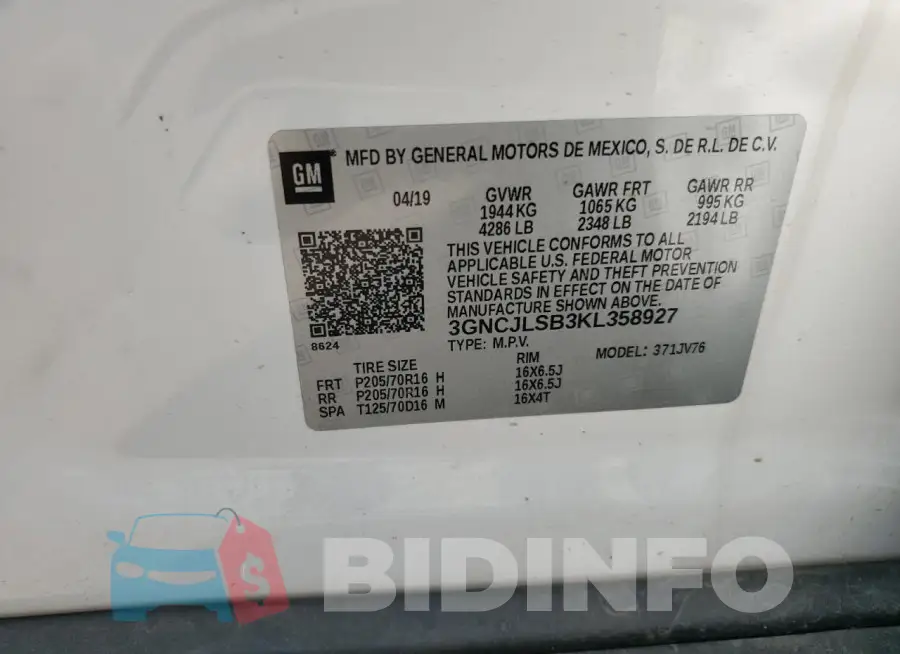 3GNCJLSB3KL358927 Photo# 13