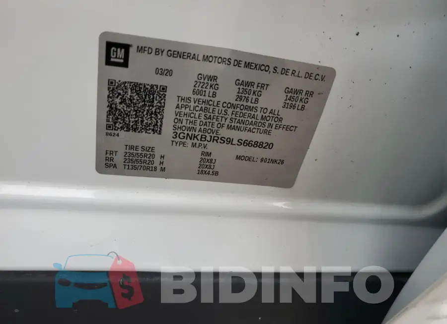 3GNKBJRS9LS668820 Photo# 13