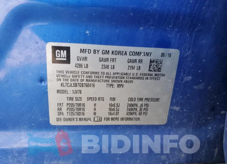 KL7CJLSB7GB760416 Photo# 13