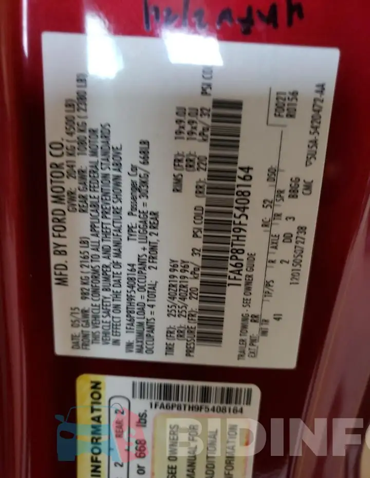1FA6P8TH9F5408164 Photo# 12