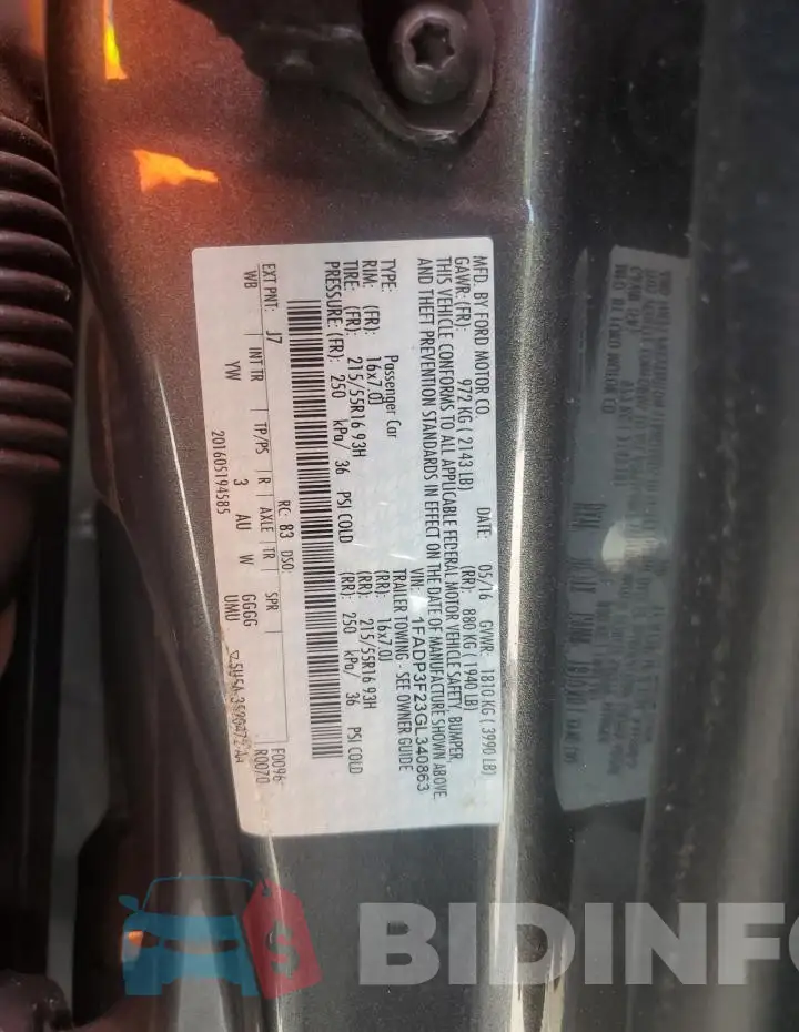 1FADP3F23GL340863 Photo# 12