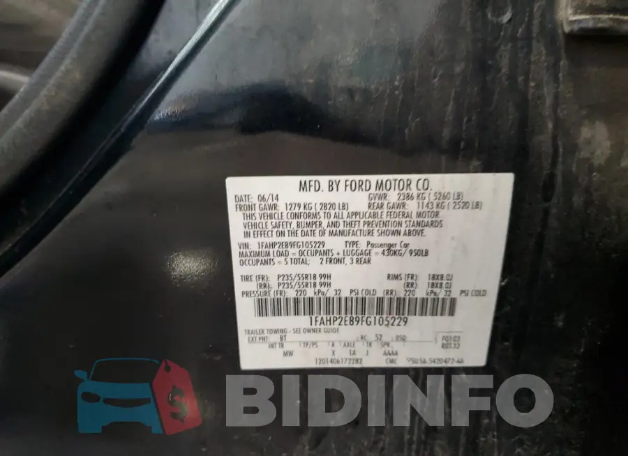 1FAHP2E89FG105229 Photo# 13