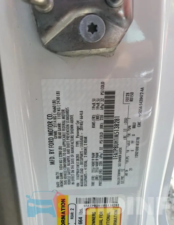 1FATP8UH1M5138281 Photo# 12