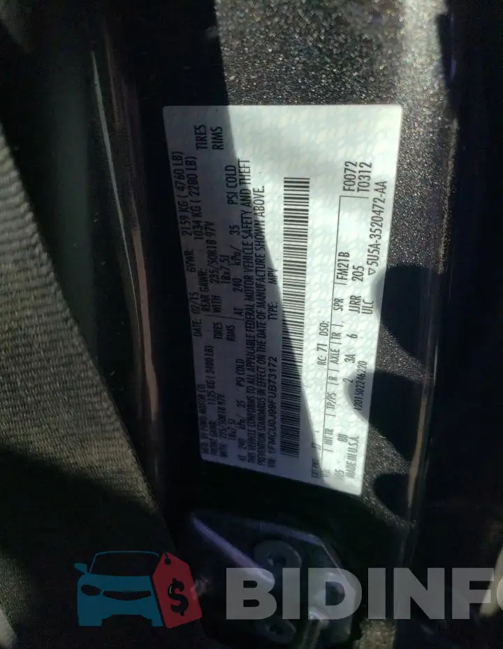 1FMCU0J99FUB73172 Photo# 13