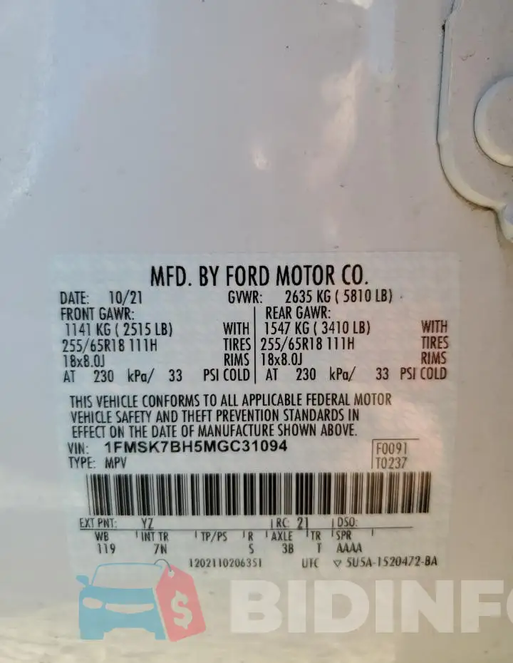 1FMSK7BH5MGC31094 Photo# 13