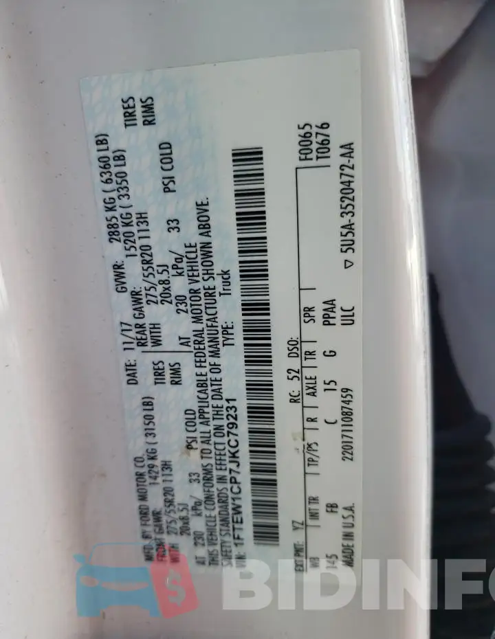 1FTEW1CP7JKC79231 Photo# 12