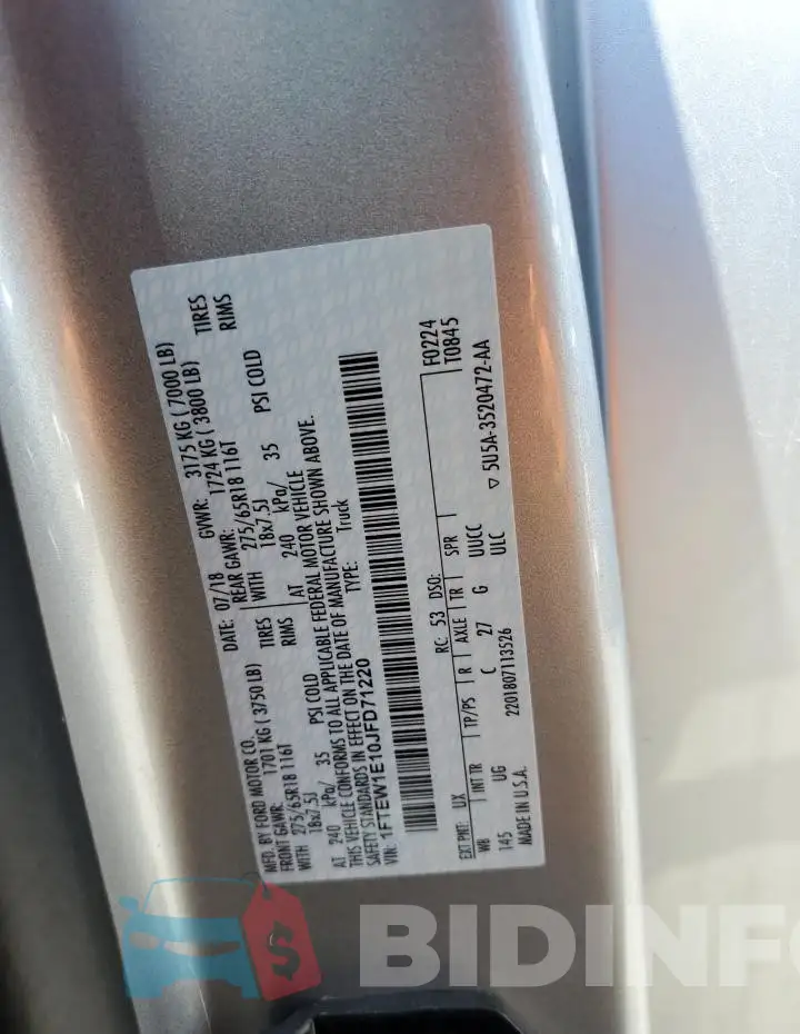 1FTEW1E10JFD71220 Photo# 12