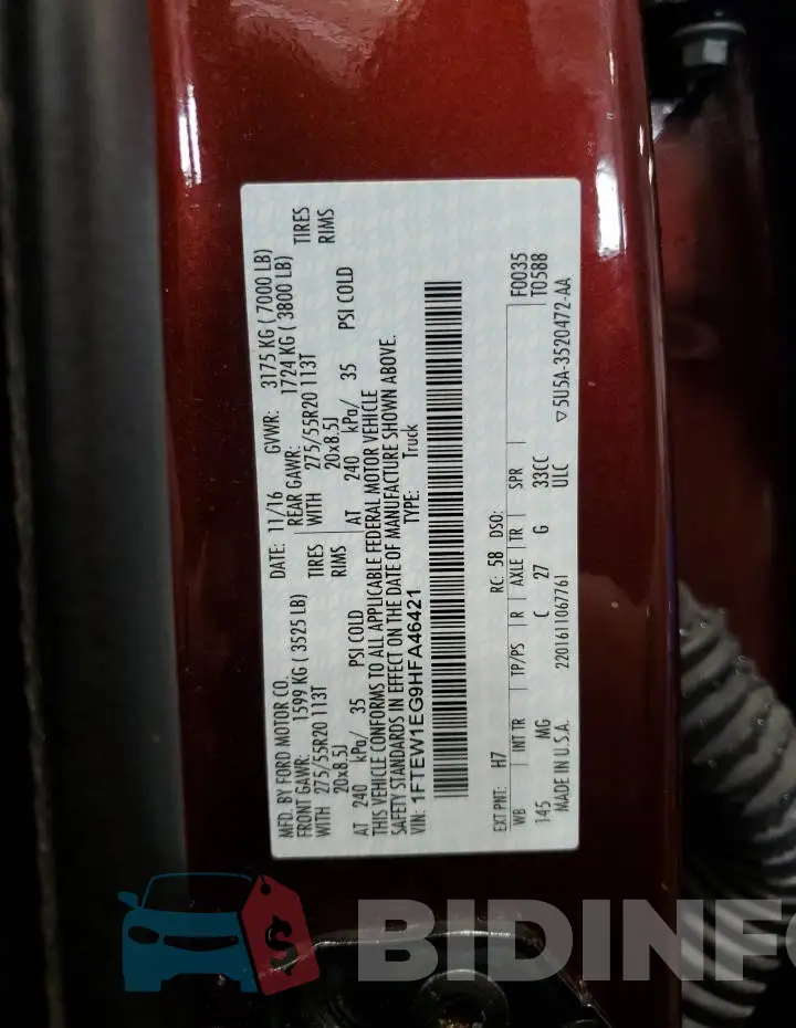 1FTEW1EG9HFA46421 Photo# 13