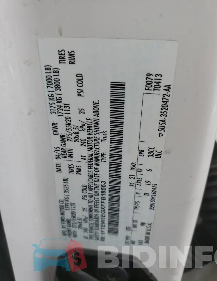 1FTEW1EGXFFB18563 Photo# 12