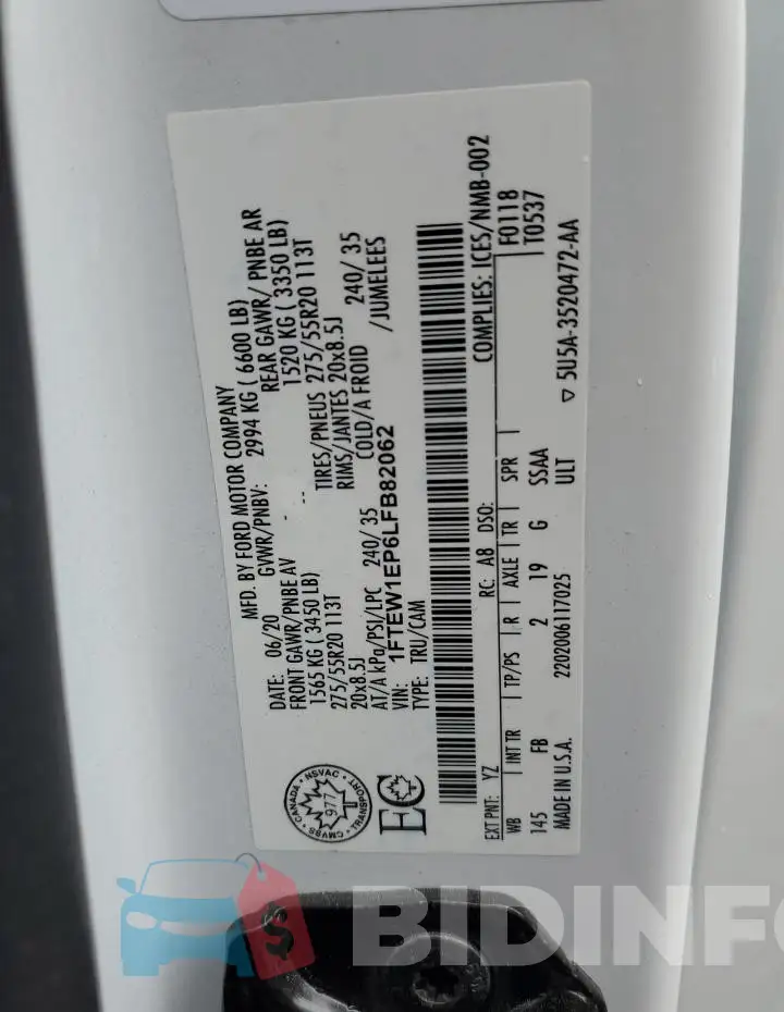 1FTEW1EP6LFB82062 Photo# 12