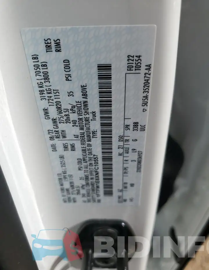 1FTFW1E8XNFC10557 Photo# 12