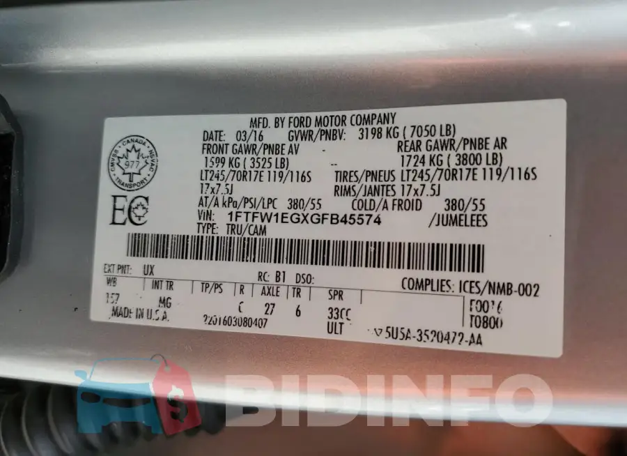 1FTFW1EGXGFB45574 Photo# 12