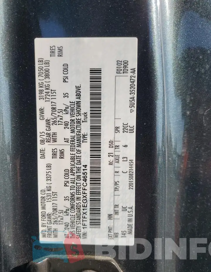 1FTFX1EGXFFC46514 Photo# 12