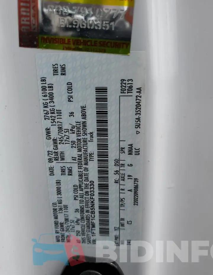 1FTMF1CB5NKF03330 Photo# 12