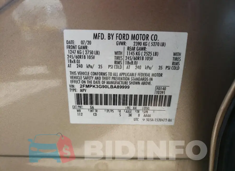 2FMPK3G90LBA89999 Photo# 13
