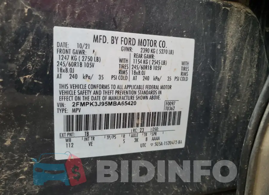 2FMPK3J95MBA65420 Photo# 13