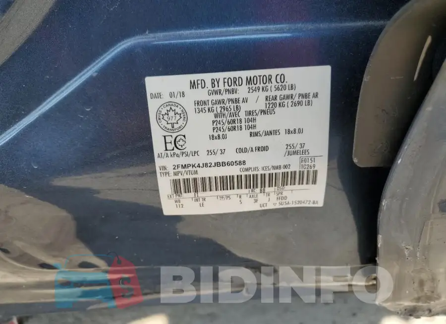 2FMPK4J82JBB60588 Photo# 12