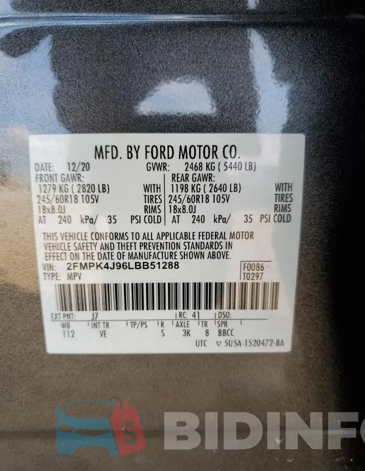 2FMPK4J96LBB51288 Photo# 13