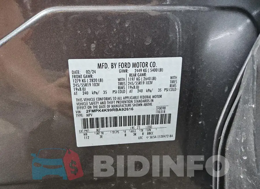 2FMPK4K99RBA92616 Photo# 14