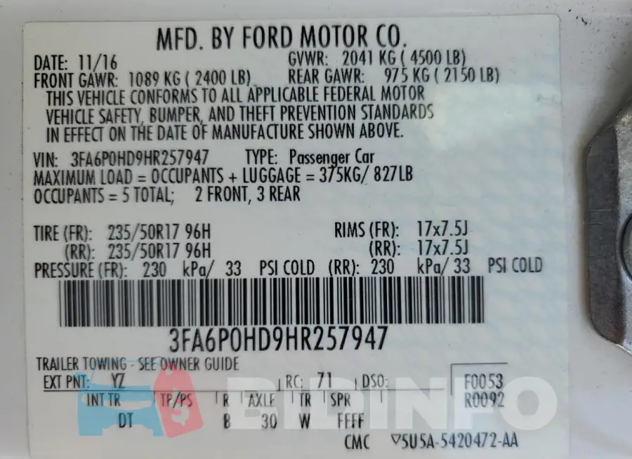 3FA6P0HD9HR257947 Photo# 13