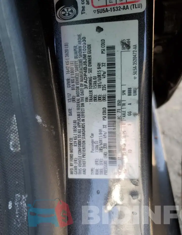 3FADP4BJ8JM100930 Photo# 13