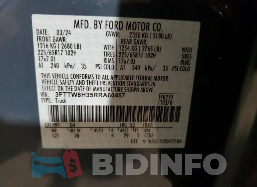 3FTTW8H35RRA60457 Photo# 12