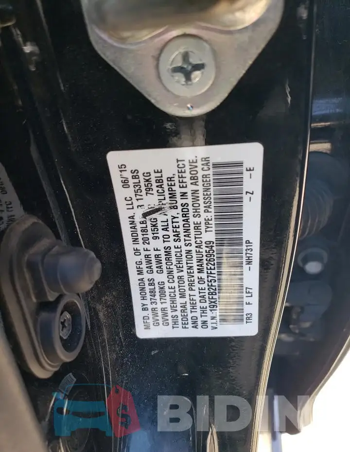19XFB2F57FE269549 Photo# 12