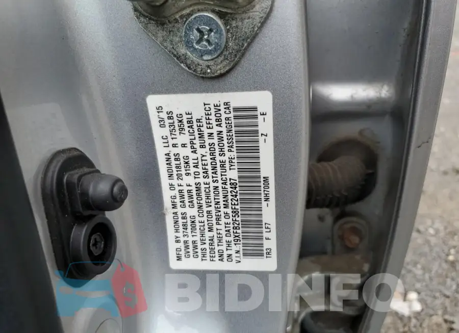 19XFB2F58FE242487 Photo# 12