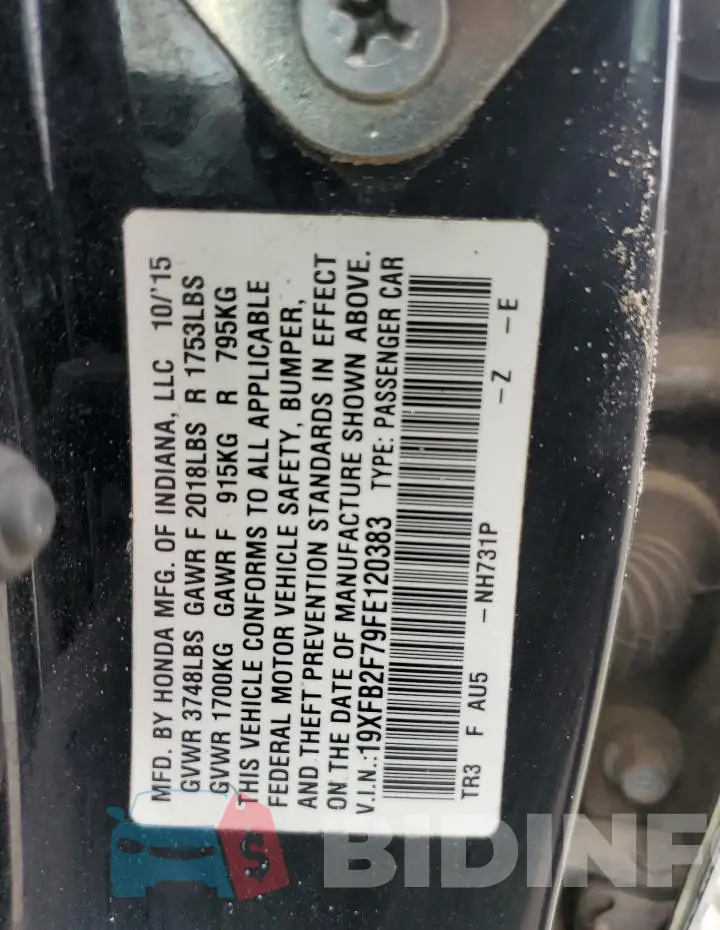19XFB2F79FE120383 Photo# 13