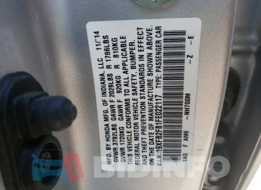 19XFB2F81FE022117 Photo# 12