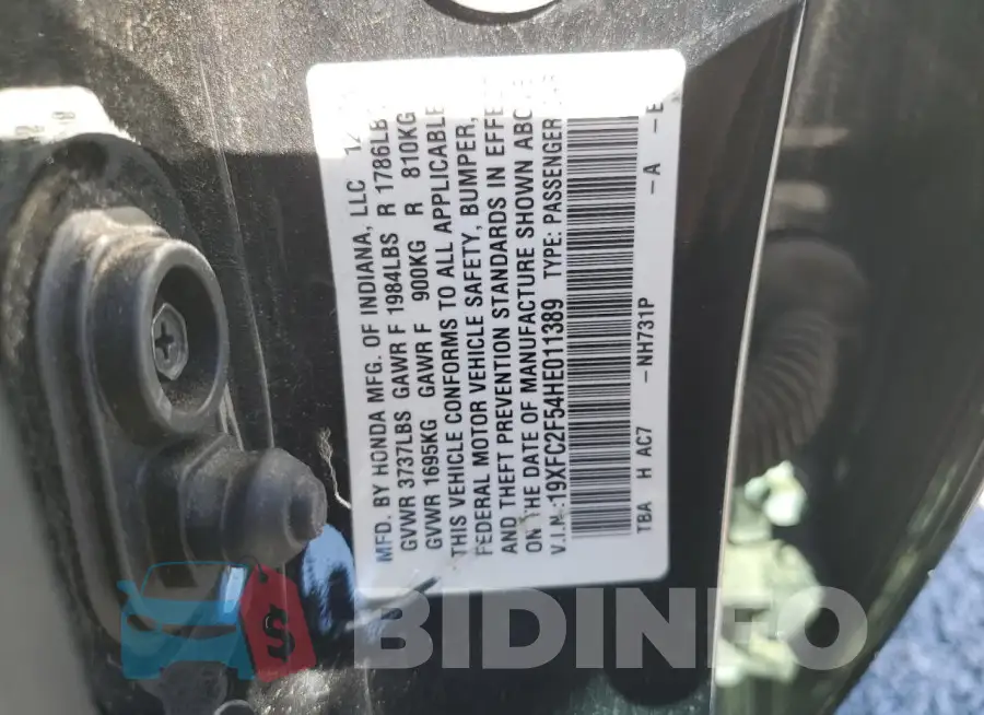 19XFC2F54HE011389 Photo# 12