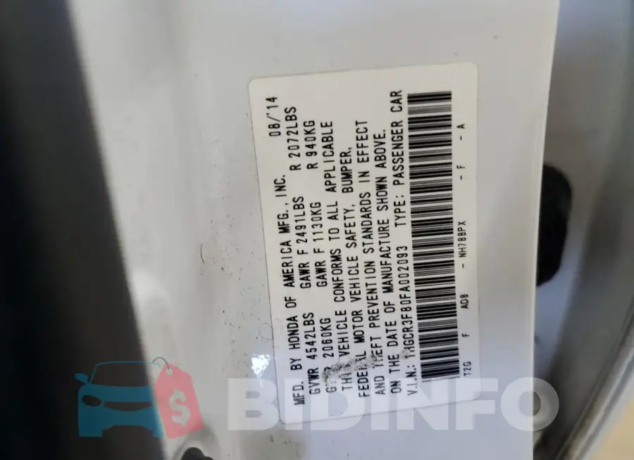 1HGCR3F80FA002093 Photo# 12