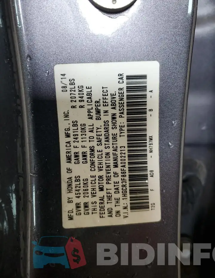 1HGCR3F86FA002213 Photo# 12