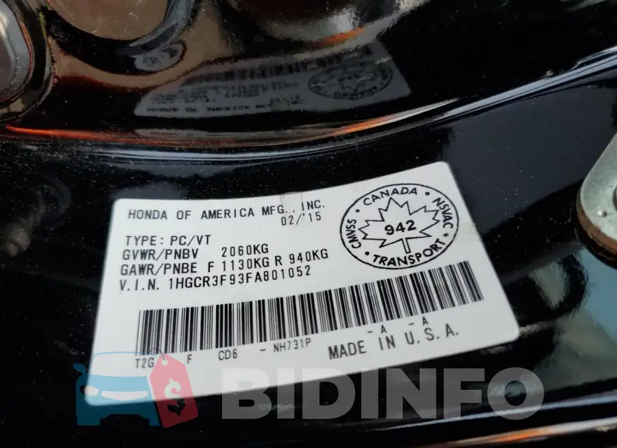 1HGCR3F93FA801052 Photo# 12