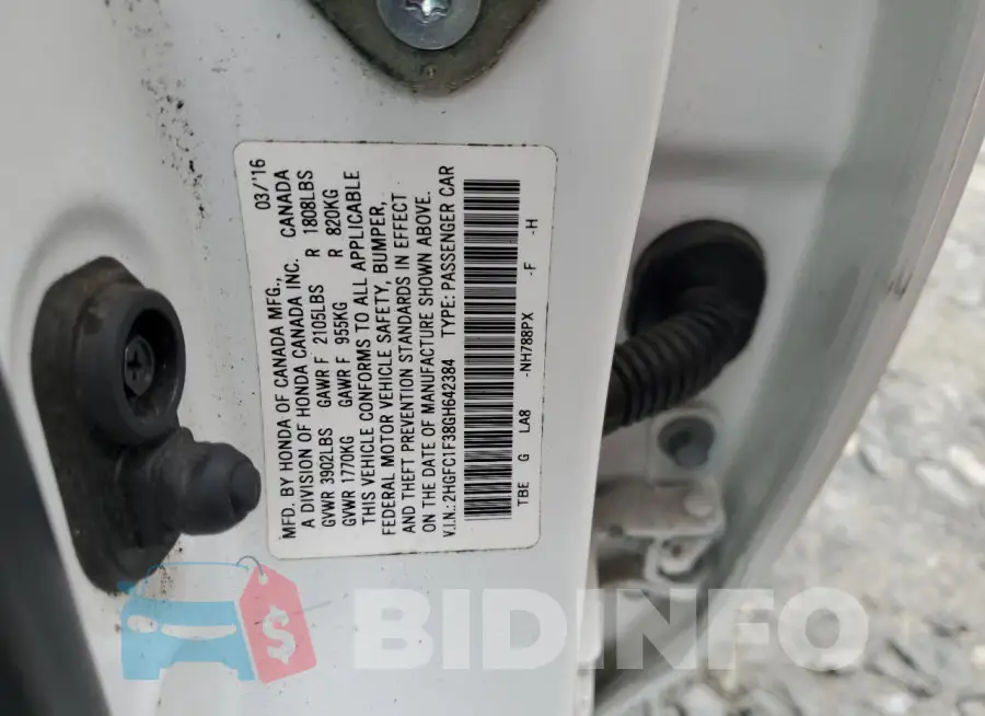 2HGFC1F38GH642384 Photo# 12