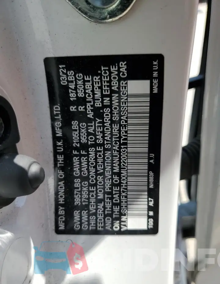 SHHFK7H4XMU220031 Photo# 12