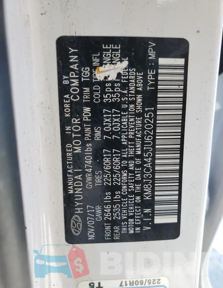 KM8J3CA45JU620251 Photo# 13