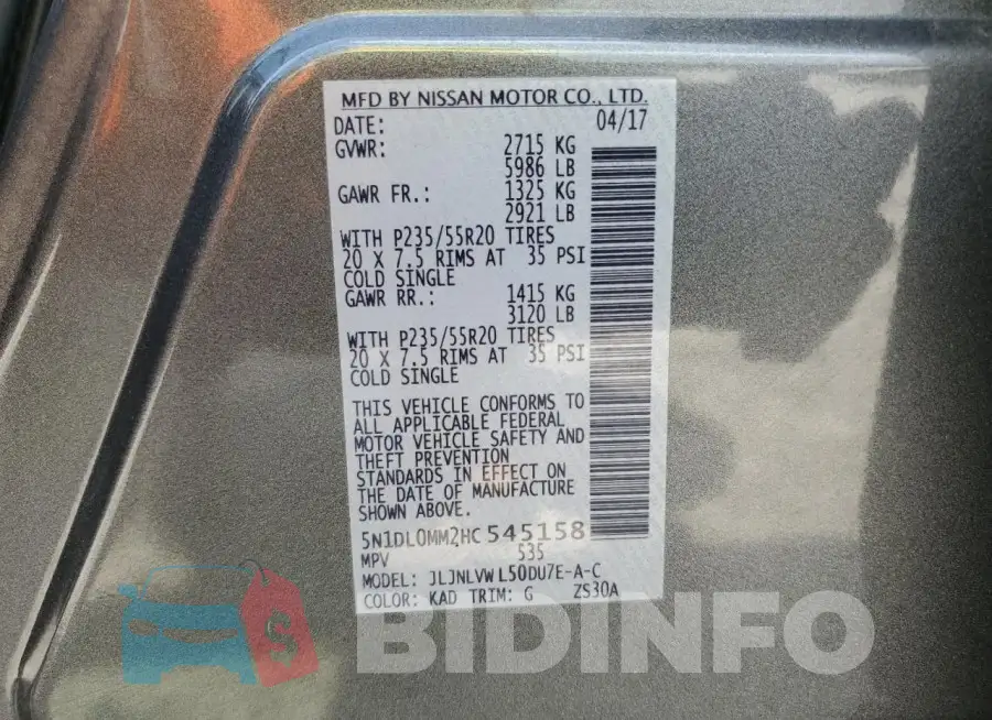 5N1DL0MM2HC545158 Photo# 14