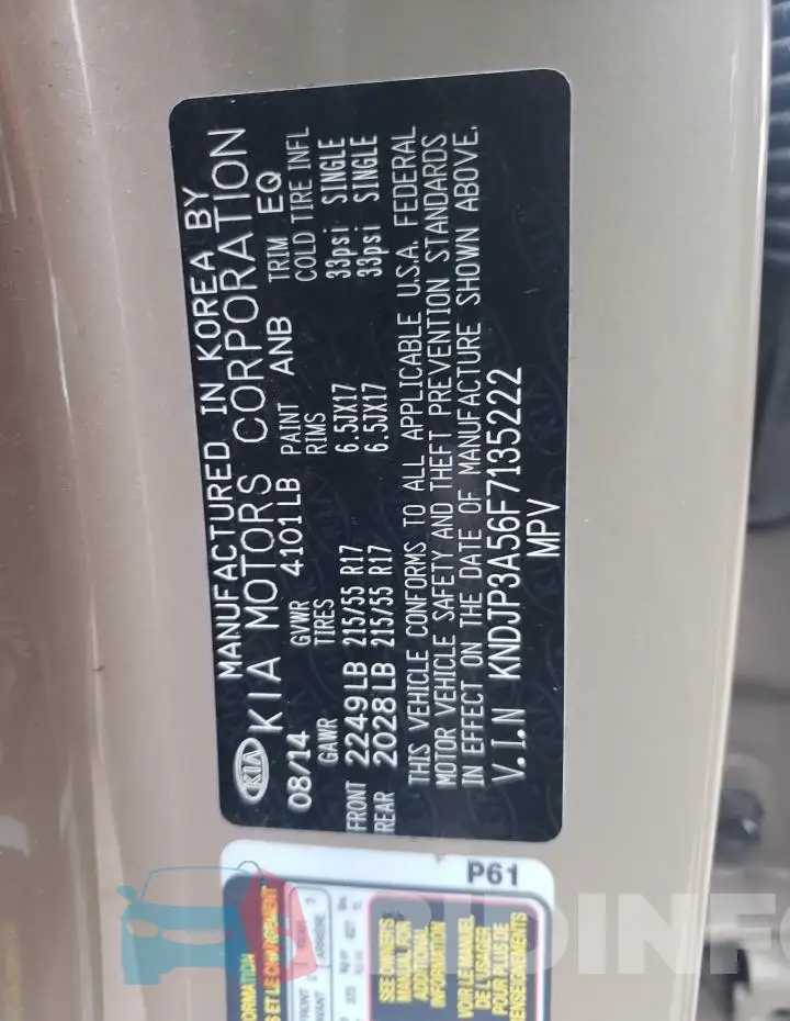 KNDJP3A56F7135222 Photo# 12