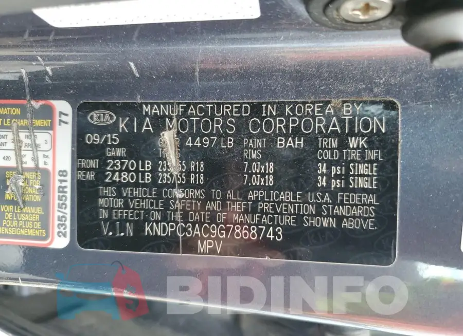 KNDPC3AC9G7868743 Photo# 12