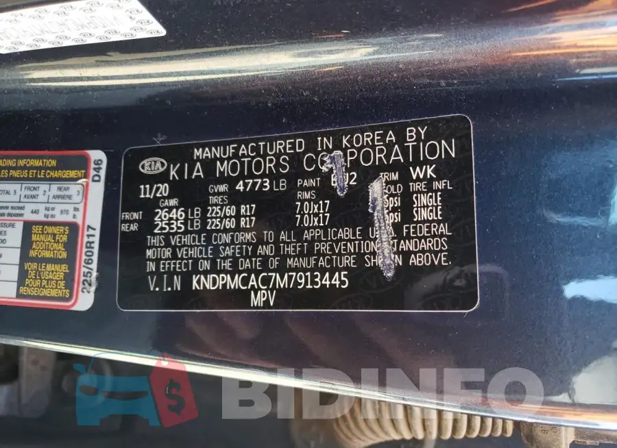 KNDPMCAC7M7913445 Photo# 13