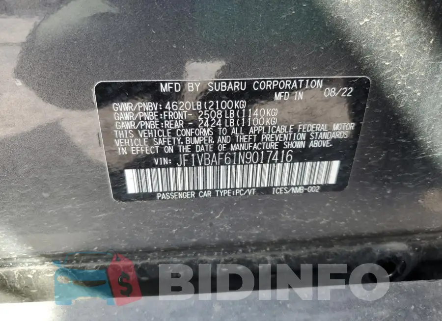 JF1VBAF61N9017416 Photo# 12