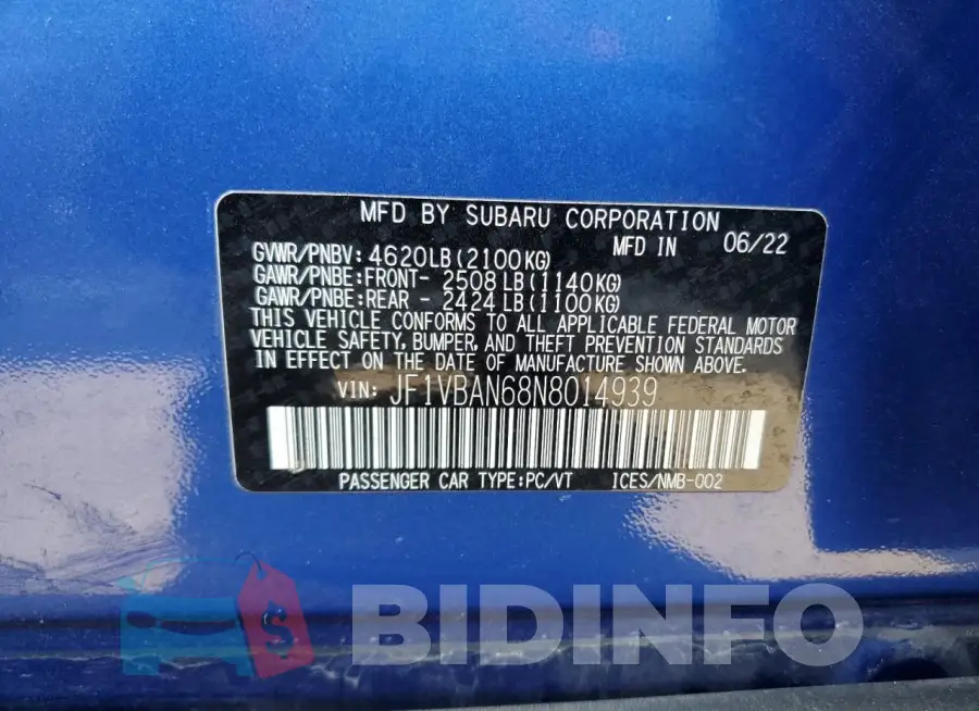 JF1VBAN68N8014939 Photo# 12