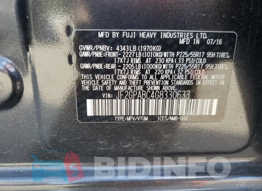 JF2GPABC4G8330633 Photo# 12