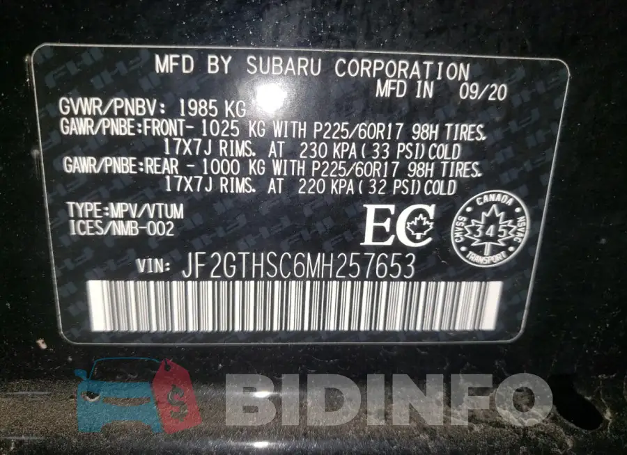 JF2GTHSC6MH257653 Photo# 14
